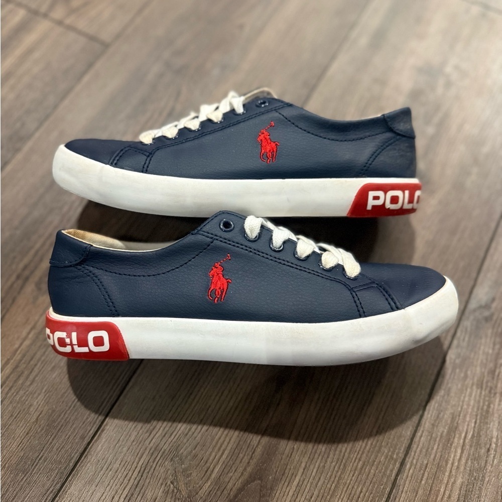 Polo Ralph Lauren Navy Leather Sneakers Women’s 5 / Men’s 3.5 Classic Low Top
